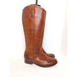 FRYE Carson Brown Mid High Tab Pull on Leather Riding Boots Women's Size 7B❤️